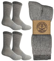 4 Bulk Yacht & Smith Men's Merino Wool Thermal Socks Heather Grey Size 10-13