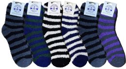 6 Bulk Yacht & Smith Men's Assorted Colored Warm & Cozy Fuzzy Socks