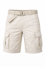 24 Bulk Yacht & Smith Mens Cotton 6 Pocket Cargo Shorts With Adjustable Belt Assorted Sizes, Beige