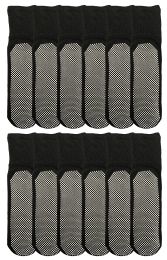 12 Bulk Yacht & Smith Men's Diabetic Black Non Slip Socks Size 10-13