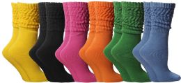 6 Bulk Yacht & Smith Women's Assorted Colored Slouch Socks Size 9-11