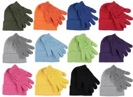 12 Bulk Yacht & Smith Unisex Assorted Colored Winter Hat & Glove Set