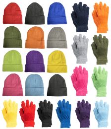 24 Bulk Yacht & Smith Unisex Assorted Colored Winter Hat & Glove Set