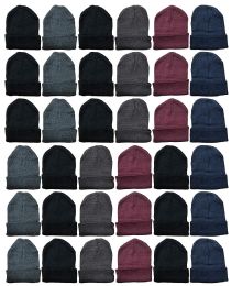 288 Bulk Yacht & Smith Unisex Assorted Dark Colors Adult Winter Beanies