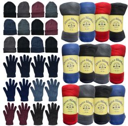 36 Bulk Yacht & Smith Unisex Winter Hat, Glove, & Blanket Set