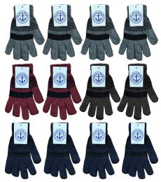 240 Bulk Yacht & Smith Stripe Print Mens Winter Gloves With Stretch Cuff Bulk Buy