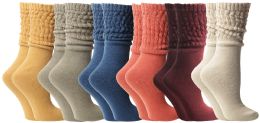 6 Bulk Yacht & Smith Women's Assorted Colored Slouch Socks Size 9-11