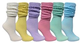 6 Bulk Yacht & Smith Women's Assorted Colored Slouch Socks Size 9-11