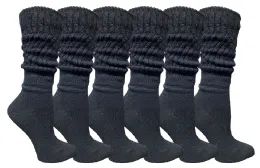 6 Bulk Yacht & Smith Women's Black Slouch Socks Size 9-11