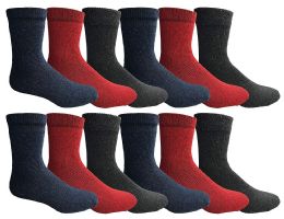 24 Bulk Yacht & Smith Women's Cotton Assorted Thermal Crew Socks Size 9-11