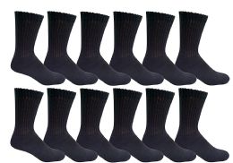12 Bulk Yacht & Smith Women's Cotton Black Crew Socks