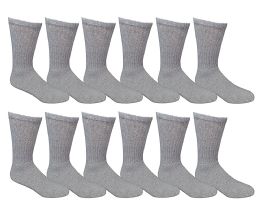 12 Bulk Yacht & Smith Women's Cotton Gray Crew Socks