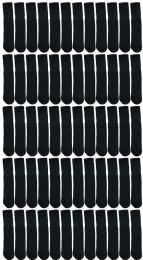 48 Bulk Yacht & Smith Women's 26 Inch Cotton Tube Sock Solid Black Size 9-11