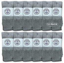 12 Bulk Yacht & Smith Women's 26 Inch Cotton Tube Sock Solid Gray Size 9-11