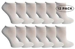 12 Bulk Yacht & Smith Women's Cotton White No Show Ankle Socks