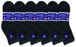 6 Bulk Yacht & Smith Women's Loose Fit NoN-Binding Soft Cotton Diabetic Black Ankle Socks Size 9-11