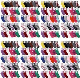 120 Bulk Yacht & Smith Women's Striped Assorted Colors Warm & Cozy Fuzzy Sock