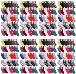 240 Bulk Yacht & Smith Women's Striped Assorted Colors Warm & Cozy Fuzzy Sock