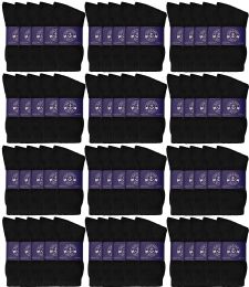 120 Bulk Yacht & Smith Women's Cotton Black Crew Socks, Size 9-11