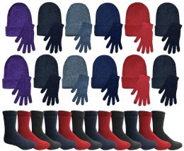 36 Bulk Yacht & Smith Womens Warm Winter Sets Hat, Gloves And Thermal Socks