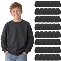 48 Bulk Youth Cotton Crew Neck Sweat Shirt Charcoal Gray Size Xlarge