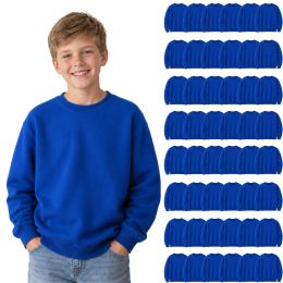 48 Bulk Youth Cotton Crew Neck Sweat Shirt Royal Blue Size Medium