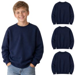 3 Bulk Youth Cotton Crew Neck Sweat Shirt Navy Size Medium