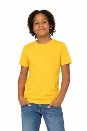 36 Bulk Youth Cotton Short Sleeve T Shirt Solid Yellow Youth Size Large