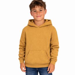 24 Bulk Youth Fleece Pullover Hoodies Heather Mustard Size Youth Large